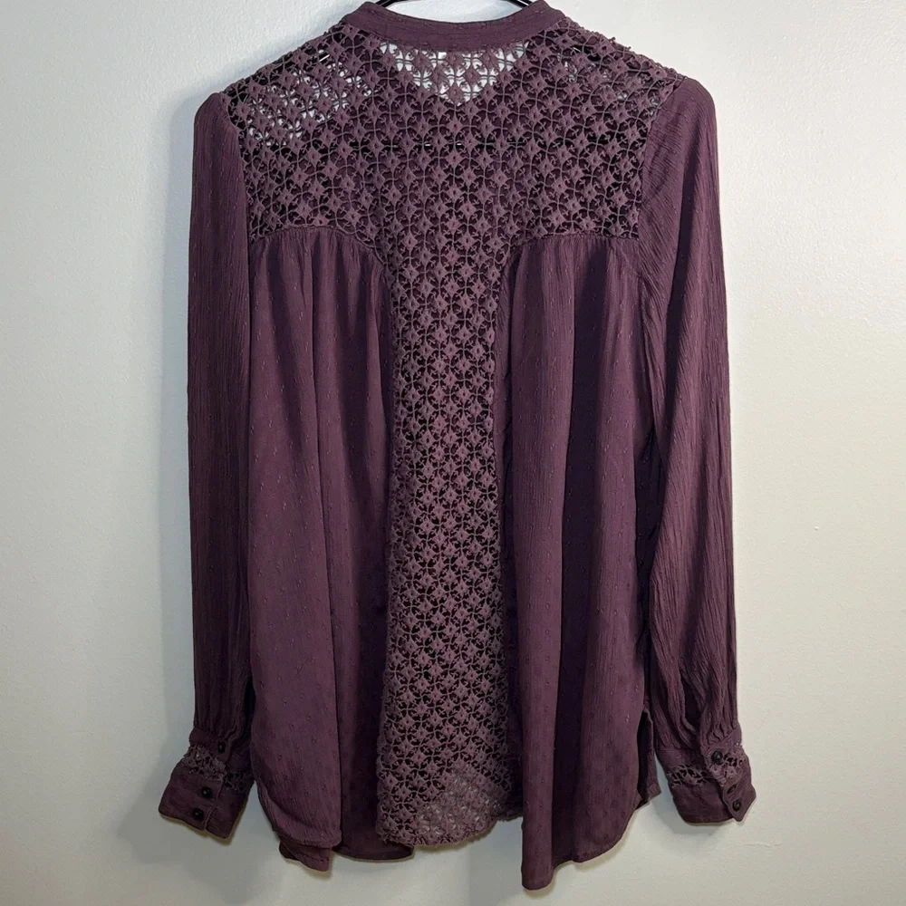 Free People Dusty Rose Button-Up Blouse Size S Boho Romantic Lightweight Top